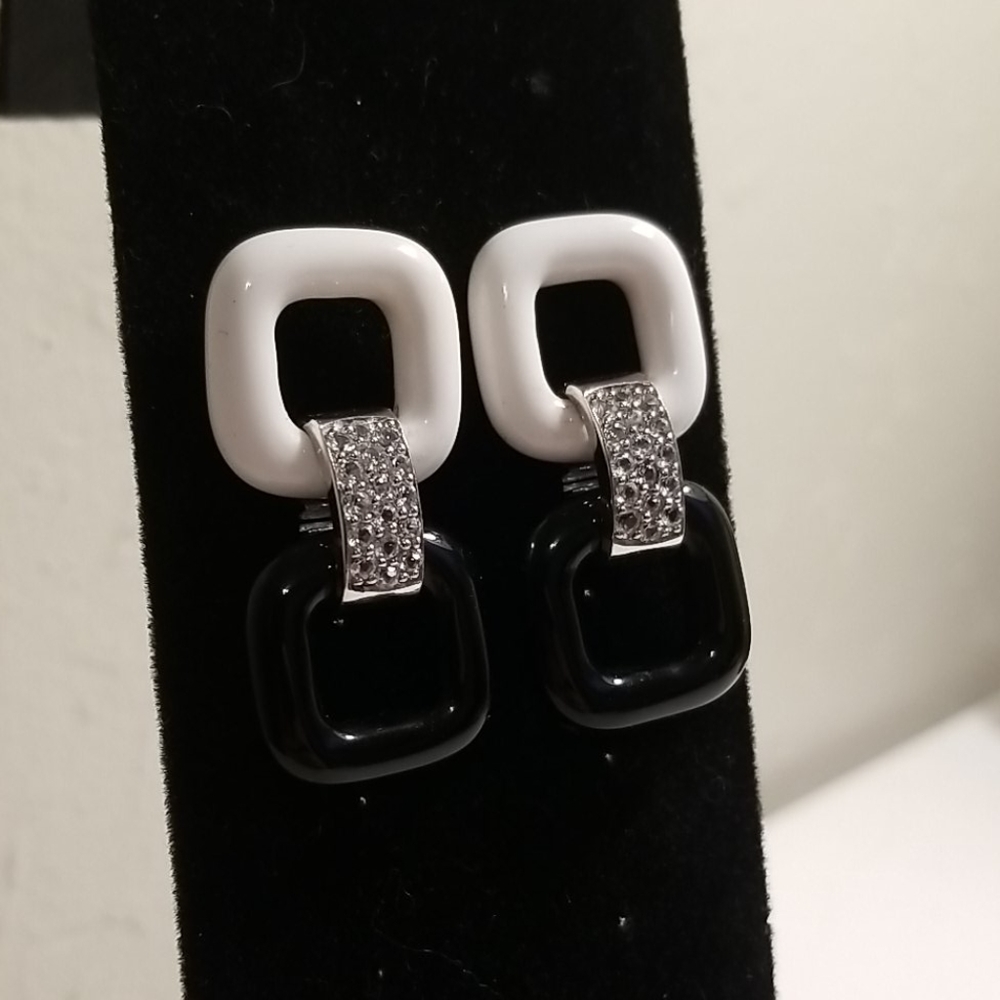 80s vintage sterling silver and crystal Earrings.